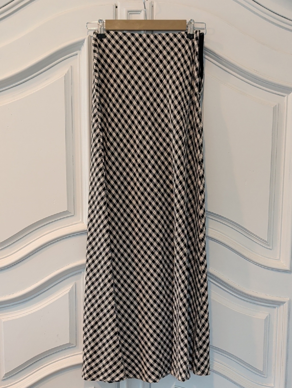Black & White Gingham Maxi Skirt - Classic A-Line
